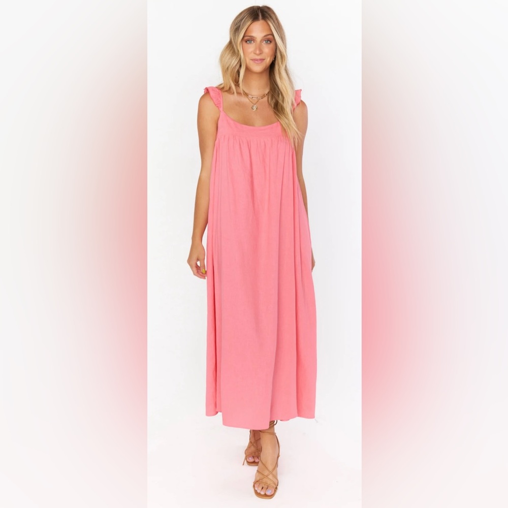 Show Me Your Mumu Pink Oasis Ruffle Long Dress
